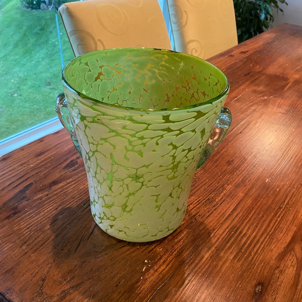 Hand blown Glass Wine Chiller/Ice Bucket - Beautiful Green